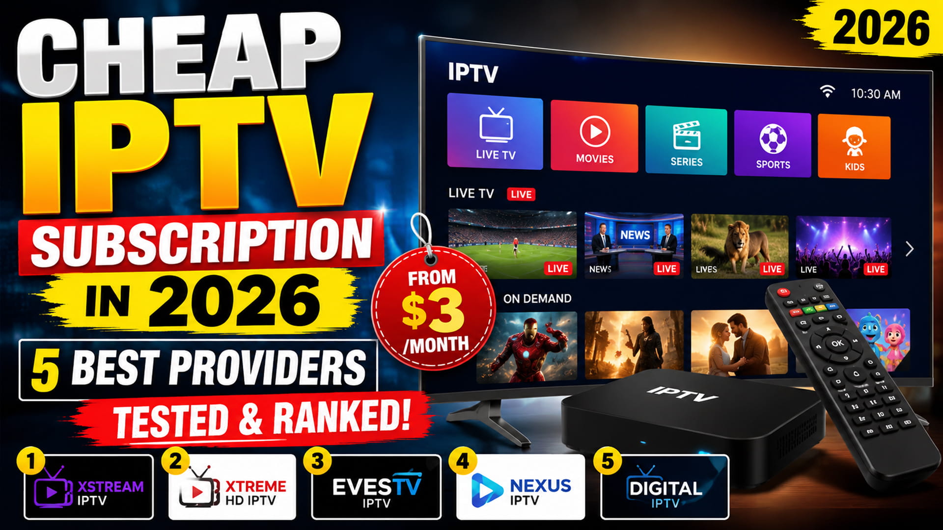 Cheap IPTV Subscription 2026: 5 Best & Most Affordable Providers Ranked