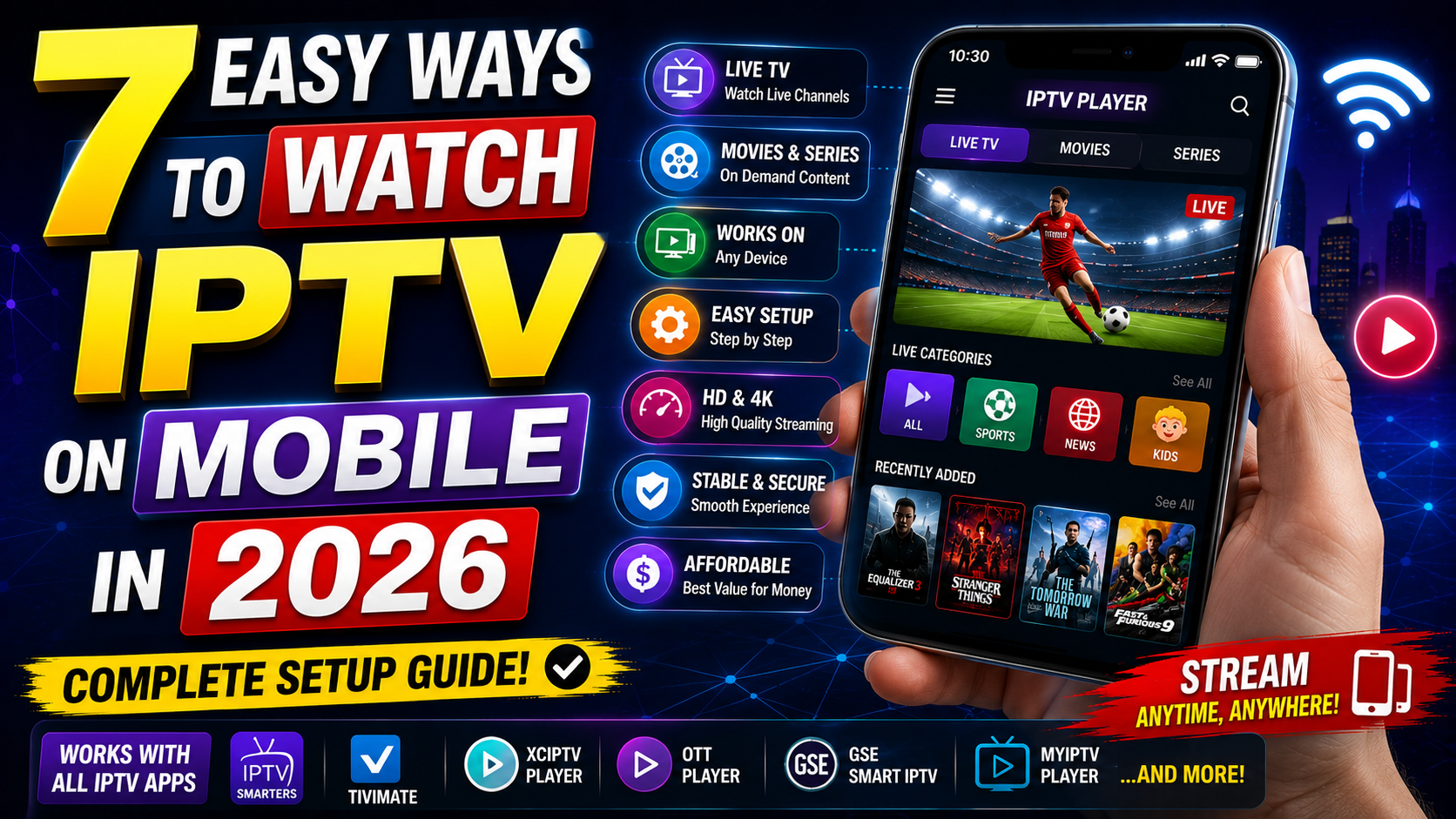 7 Easy Ways to Watch IPTV on Mobile in 2026 (Complete Setup Guide)